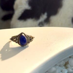 Antique Sterling Silver Lapis Lazuli Ring, Size 6